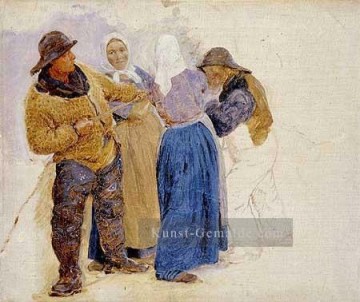 Mujeres y pescadores de Hornbaek 1875 Peder Severin Kroyer Ölgemälde